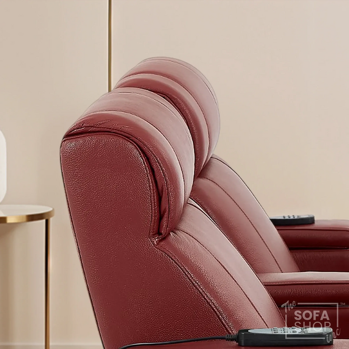 2 Seater Smart Tech Electric Recliner Cinema Sofa | Luxury Theatre Seating | Red Real Leather | Rimini