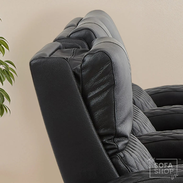 3 Seater Smart Tech Electric Recliner Cinema Sofa | Luxury Theatre Seating | Black Real Leather | Assisi