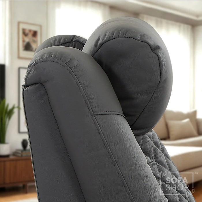 2 Seater Smart Tech Electric Recliner Cinema Sofa | Luxury Theatre Seating | Grey Real Leather| Milano