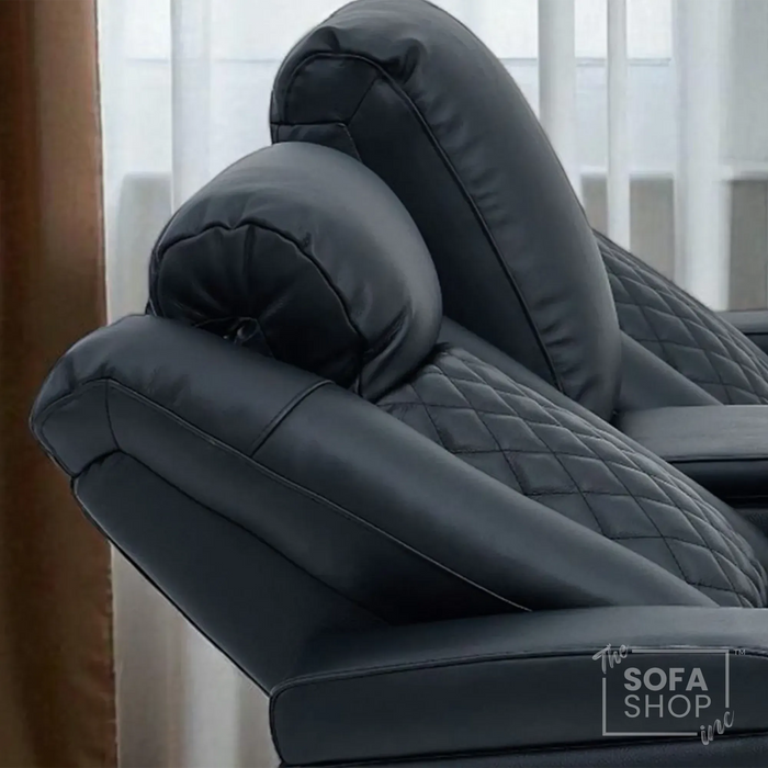 2 Seater Smart Tech Electric Recliner Cinema Sofa | Luxury Theatre Seating | Black Real Leather | Milano