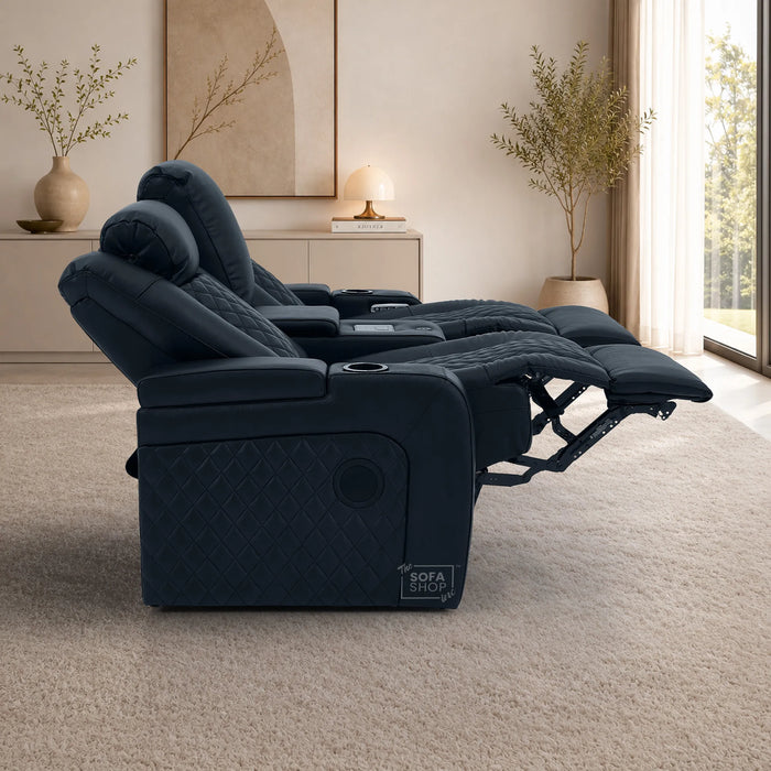 2 Seater Smart Tech Electric Recliner Cinema Sofa | Luxury Theatre Seating | Black Real Leather| Milano