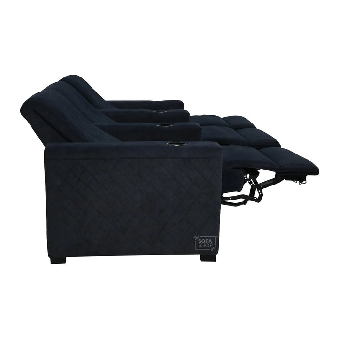 3 Seater Smart Tech Electric Recliner Cinema Sofa | Luxury Theatre Seating | Blue Real Leather | Solero