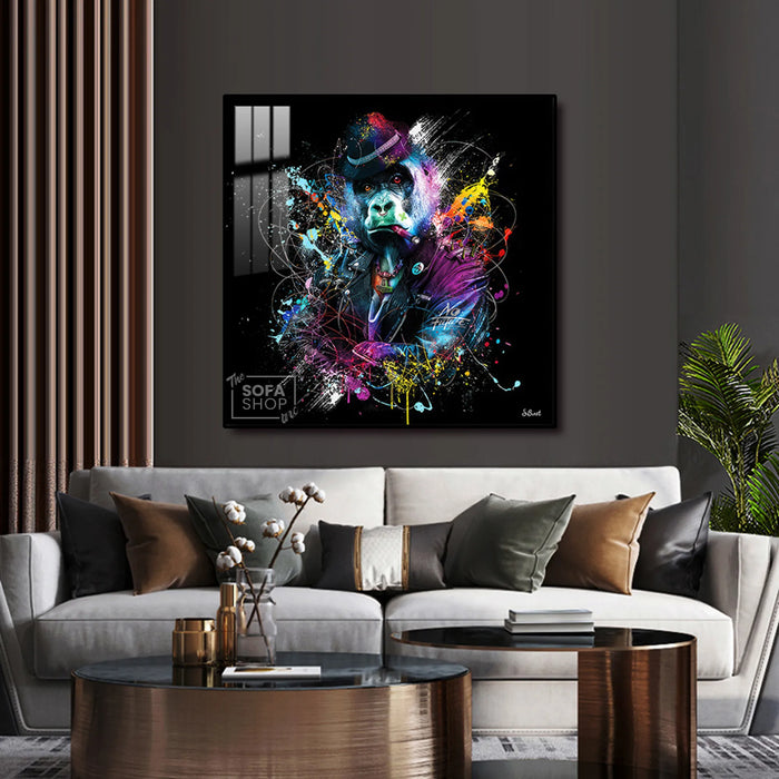 Gorilla LED Canvas | Colour Splash | 100x100cm | Gold or Black Frame