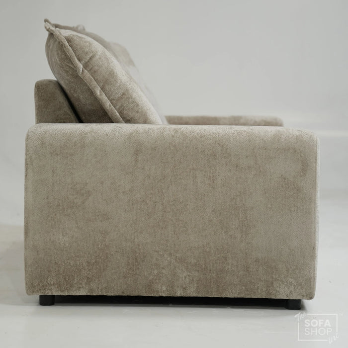 2 Seater Beige Static Sofa With Removable Cushions | Dent On LHF Arm | Genova | SHS 29 | The Sofa Shop