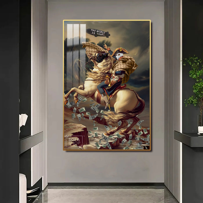 'The World Is Yours' Horse & Rider LED Canvas | 100x150cm | Gold or Black Frame