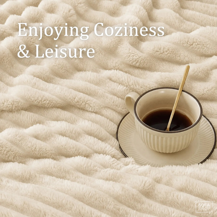 Ultra-Soft Plush Throw | Beige | 150x200cm | Boston
