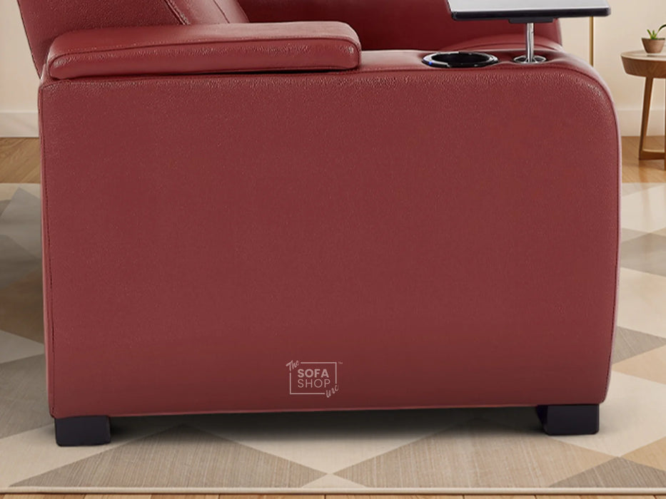 2 Seater Smart Tech Electric Recliner Cinema Sofa | Luxury Theatre Seating | Red Real Leather | Rimini