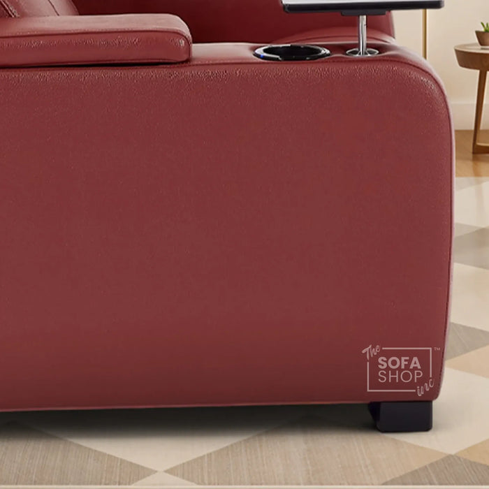 1 Seater Smart Tech Electric Recliner Cinema Chair | Luxury Theatre Seating | Red Real Leather | Rimini