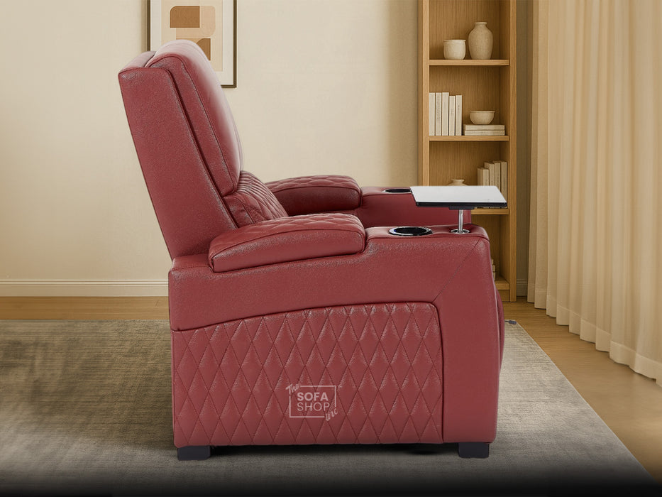 1 Seater Smart Tech Electric Recliner Cinema Chair | Luxury Theatre Seating | Red Real Leather | Assisi