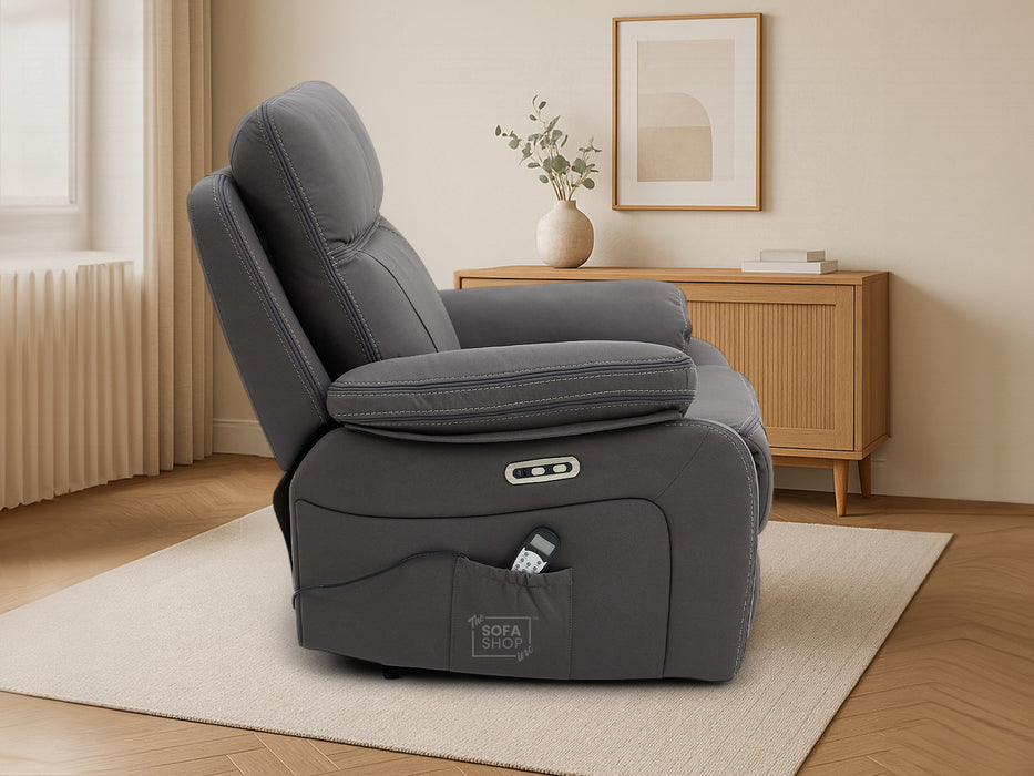 1 Seat Electric Recliner Chair Home Cinema Armchair | Grey Fabric | Vinsonova