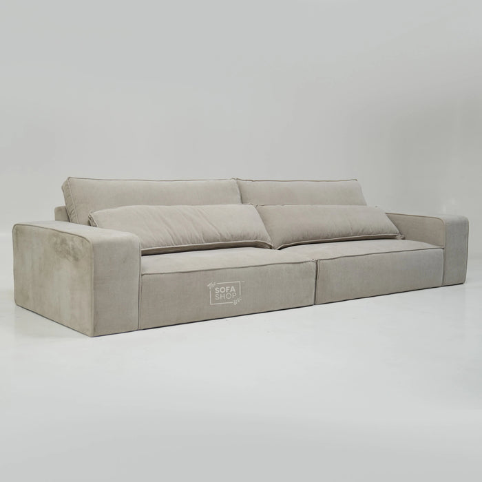 4 Seater Static Fabric Sofa & Footstool | RHF Stain, Back Damage & No Feet | Vicenza | SHS Sofa 27