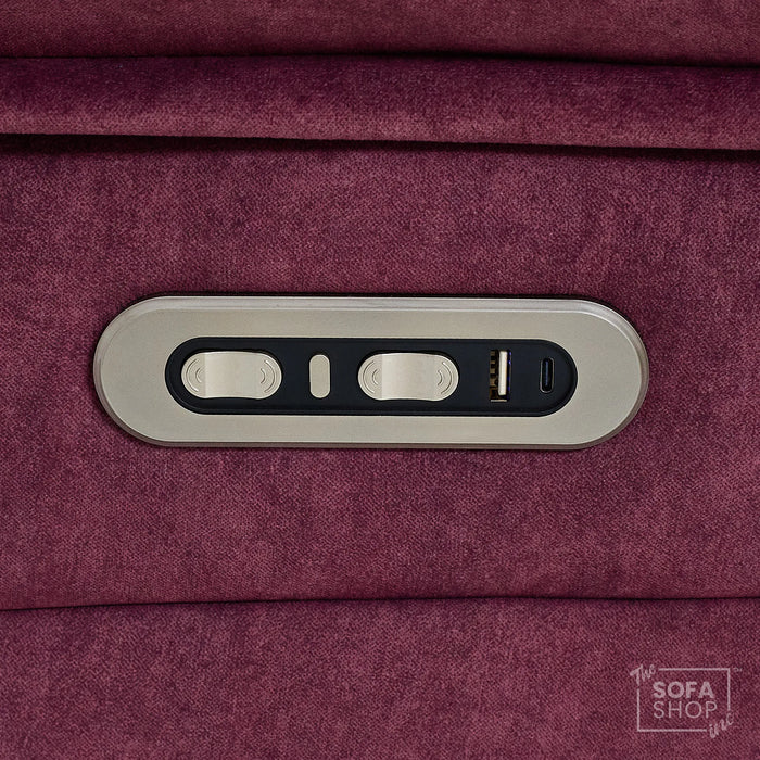 3 Seater Smart Tech Electric Recliner Cinema Sofa | Purple Fabric | Sicily