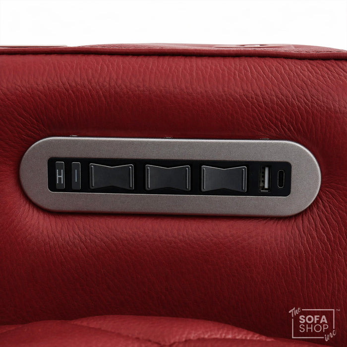 3 Seater Smart Tech Electric Recliner Cinema Sofa | Luxury Theatre Seating | Red Real Leather | Assisi