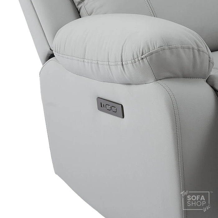 1 Seater Electric Recliner Chair | Light Grey Real Leather | Trento