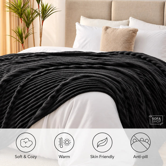 Ultra-Soft Plush Throw | Deep Grey | 150x200cm | Boston