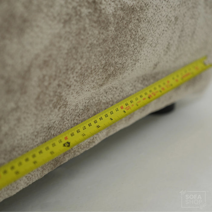 Static Beige Fabric 2 Seater Couch With Removable Cushions, Static Design | Dent On RHF Arm | Genova | SHS 26 | The Sofa Shop