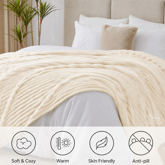 Ultra-Soft Plush Throw | Beige | 150x200cm | Boston