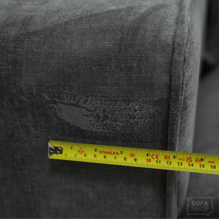 1 Seater Static Grey Fabric Sofa With Freestanding Flexibility | Tape Marks On Arms & Black Mark At Back | Vicenza | SHS 28 | The Sofa Shop