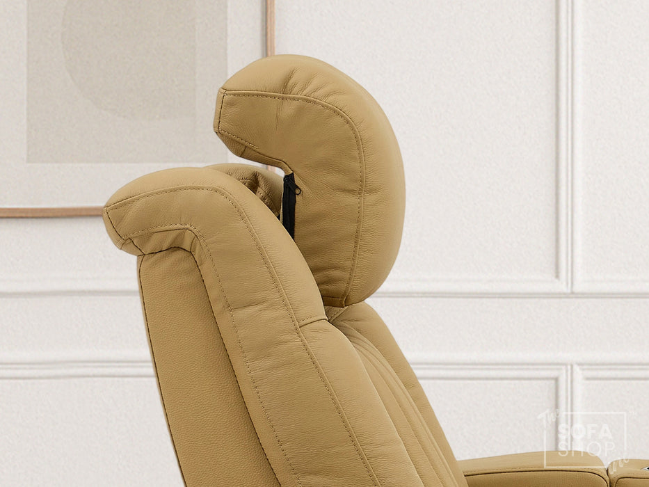 1 Seater Smart Tech Electric Recliner Cinema Chair | Luxury Theatre Seating | Tan Real Leather | Capri