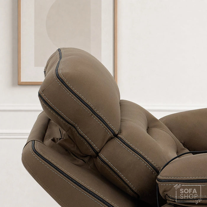 1 Seater Smart Tech Electric Recliner Cinema Chair | Mocha Brown Fabric | Tuscany