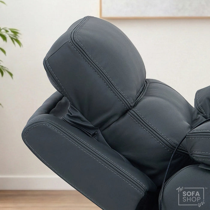 1 Seater Smart Tech Electric Recliner Cinema Chair | Grey Real Leather | Sicily