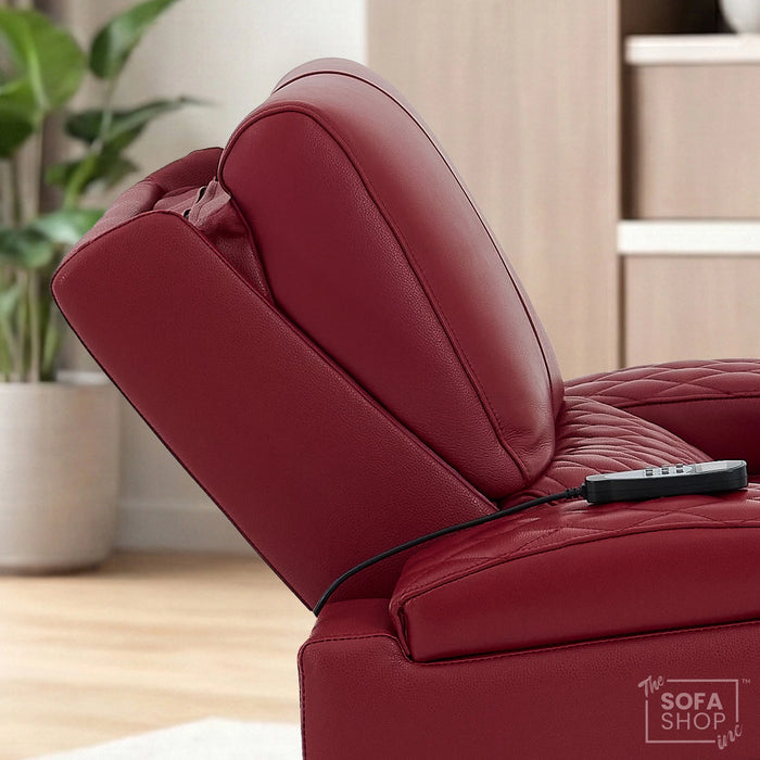 1 Seater Smart Tech Electric Recliner Cinema Chair | Luxury Theatre Seating | Red Real Leather | Assisi