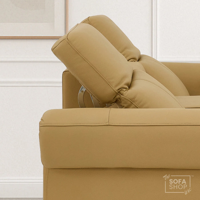 2 Seater Electric Recliner Sofa | Tan Real Leather | Turin