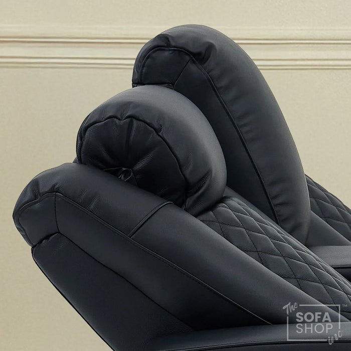 2 Seater Smart Tech Electric Recliner Cinema Sofa | Luxury Theatre Seating | Black Real Leather| Milano