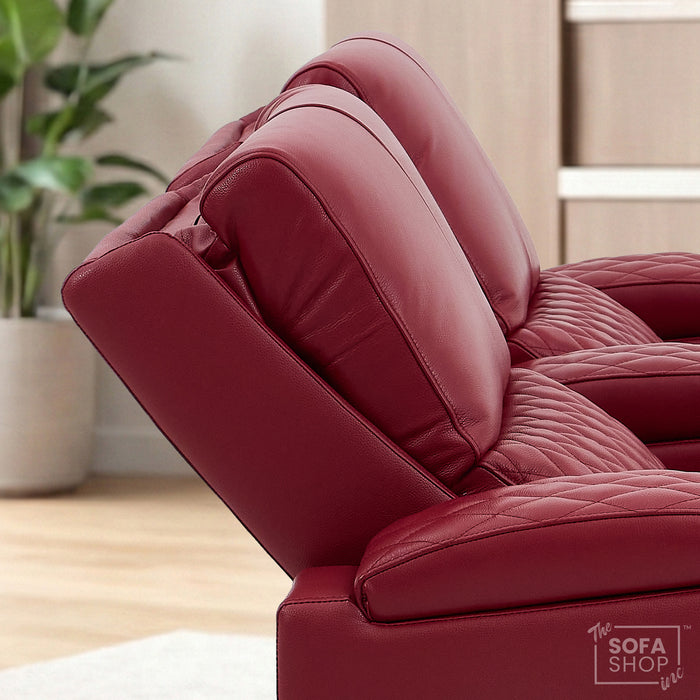2 Seater Smart Tech Electric Recliner Cinema Sofa | Luxury Theatre Seating | Red Real Leather | Assisi