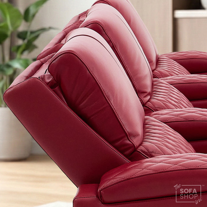 3 Seater Smart Tech Electric Recliner Cinema Sofa | Luxury Theatre Seating | Red Real Leather | Assisi