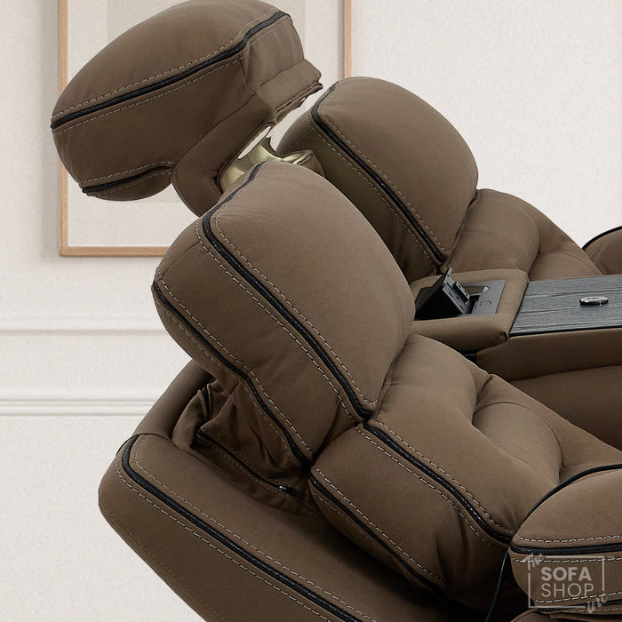 3 Seater Smart Tech Electric Recliner Cinema Sofa | Mocha Brown Fabric | Tuscany