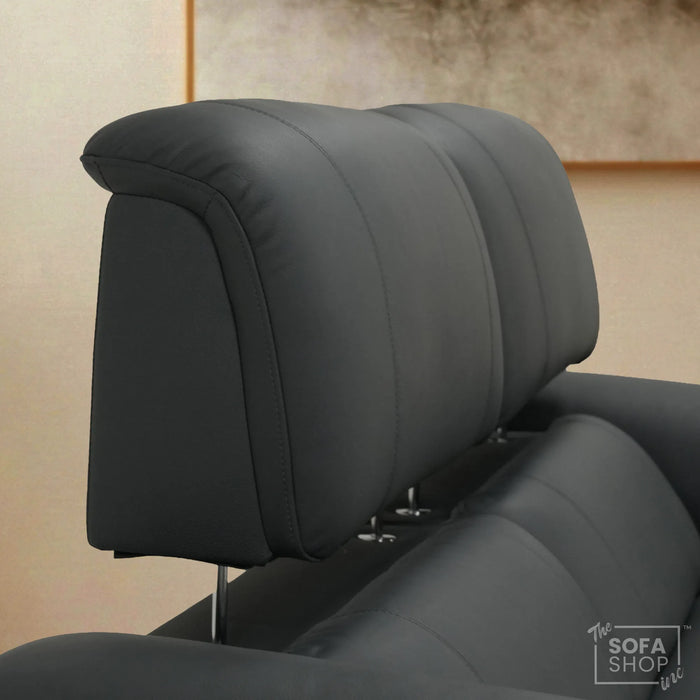 3 Seater Smart Electric Recliner Sofa | Dark Blue Real Leather | Torino
