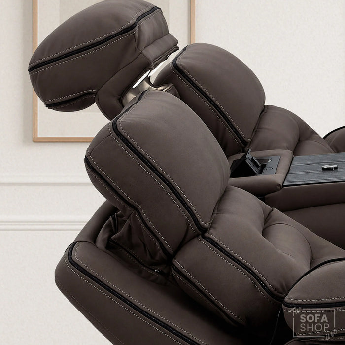 3 Seater Smart Tech Electric Recliner Cinema Sofa | Dark Brown Fabric | Tuscany