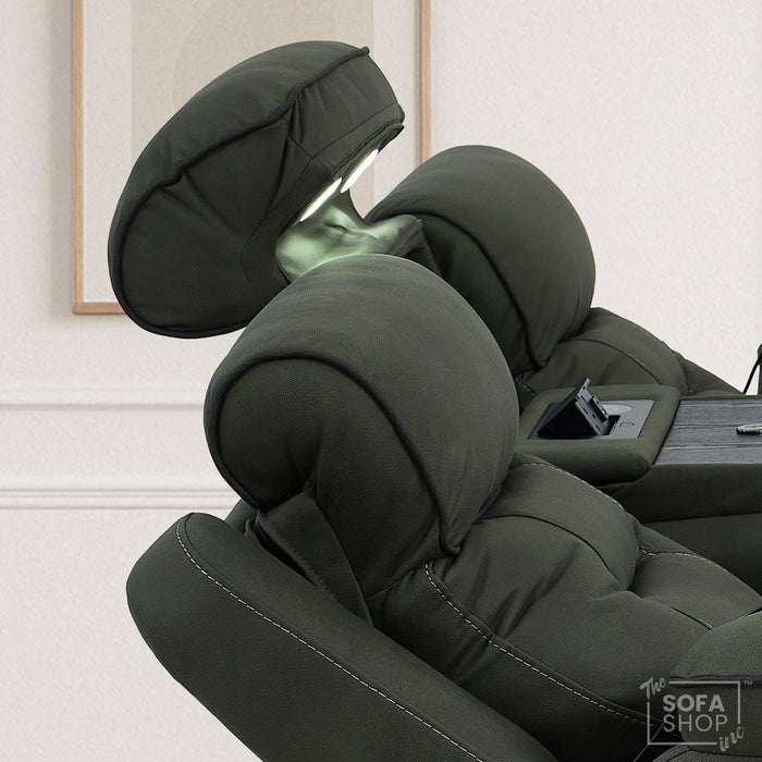 3 Seater Smart Tech Electric Recliner Cinema Sofa | Green Fabric | Florence