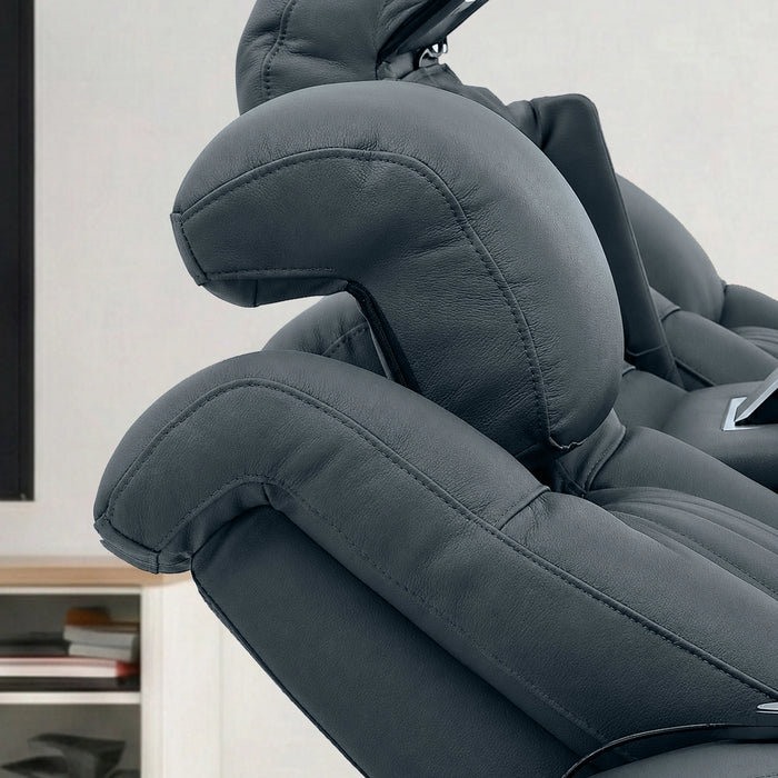 3 Seater Smart Tech Electric Recliner Cinema Sofa | Blue Real Leather | Capri