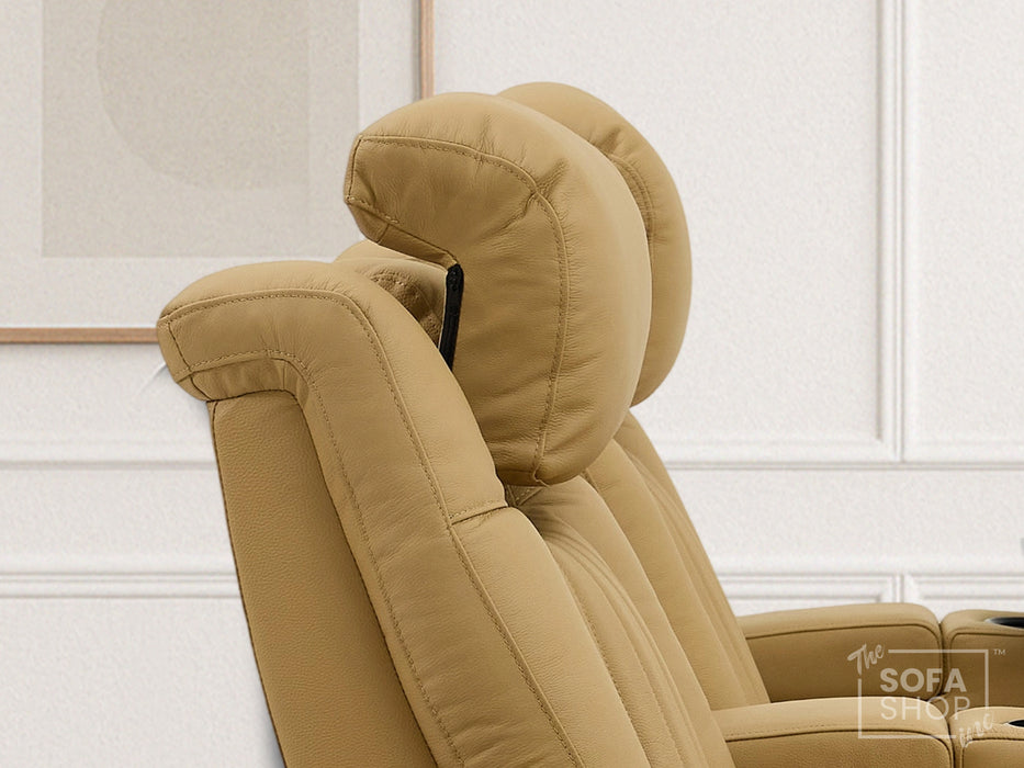 2 Seater Smart Tech Electric Recliner Cinema Sofa | Luxury Theatre Seating | Tan Real Leather | Capri