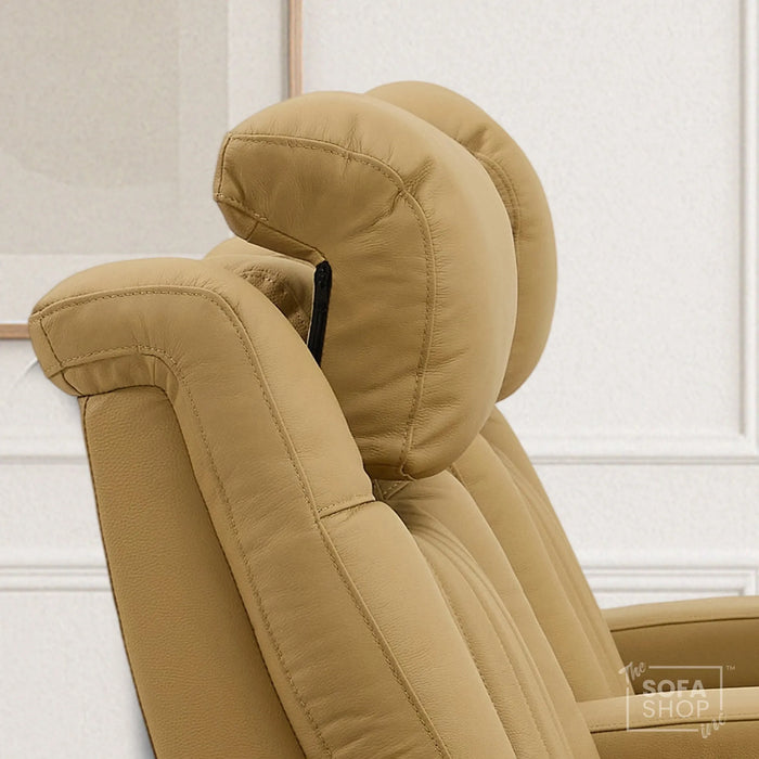 2 Seater Smart Tech Electric Recliner Cinema Sofa | Luxury Theatre Seating | Tan Real Leather | Capri
