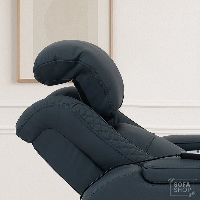 1 Seater Smart Tech Electric Recliner Cinema Chair | Luxury Theatre Seating | Blue Real Leather | Napoli