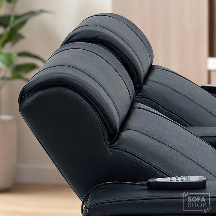 2 Seater Smart Tech Electric Recliner Cinema Sofa | Luxury Theatre Seating | Black Real Leather | Rimini