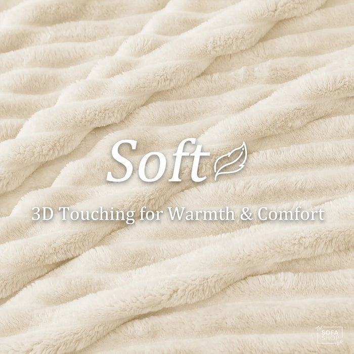 Ultra-Soft Plush Throw | Beige | 150x200cm | Boston