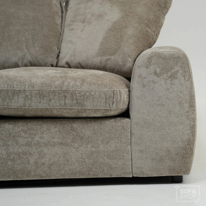 2 Seater Beige Static Sofa With Removable Cushions | Dent On LHF Arm | Genova | SHS 29 | The Sofa Shop