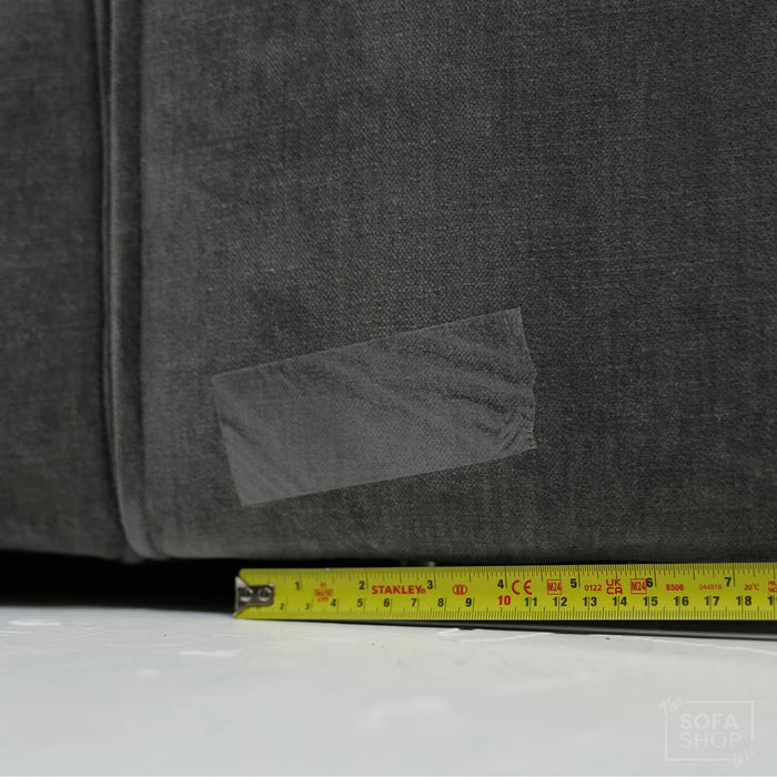 1 Seater Static Grey Fabric Sofa With Freestanding Flexibility | Tape Marks On Arms & Black Mark At Back | Vicenza | SHS 28 | The Sofa Shop