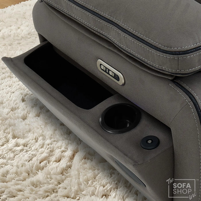 1 Seater Smart Tech Electric Recliner Cinema Chair | Graphite Grey Fabric | Tuscany