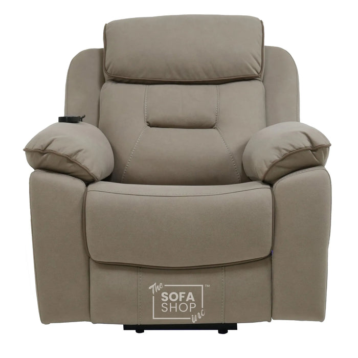 1 Seater Smart Tech Riser Recliner Cinema Chair |  Beige Fabric | Florence
