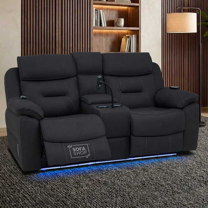 2 Seater Smart Tech Electric Recliner Cinema Sofa | Charcoal Grey Fabric | Florence