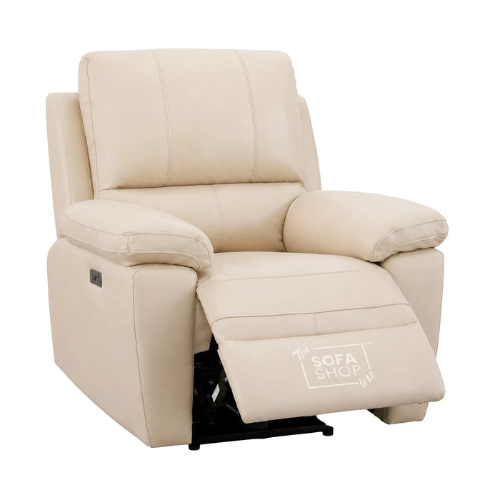 1 Seater Electric Recliner Chair | Cream Real Leather | Trento