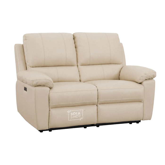2 Seater Electric Recliner Sofa | Cream Real Leather | Trento