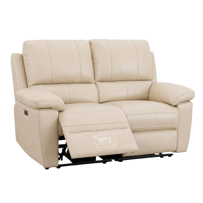 2 Seater Electric Recliner Sofa | Cream Real Leather | Trento