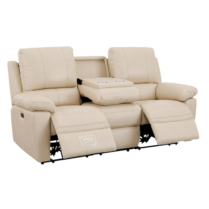 3 Seater Electric Recliner Sofa | Cream Real Leather | Trento