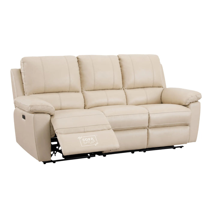 3 Seater Electric Recliner Sofa | Cream Real Leather | Trento